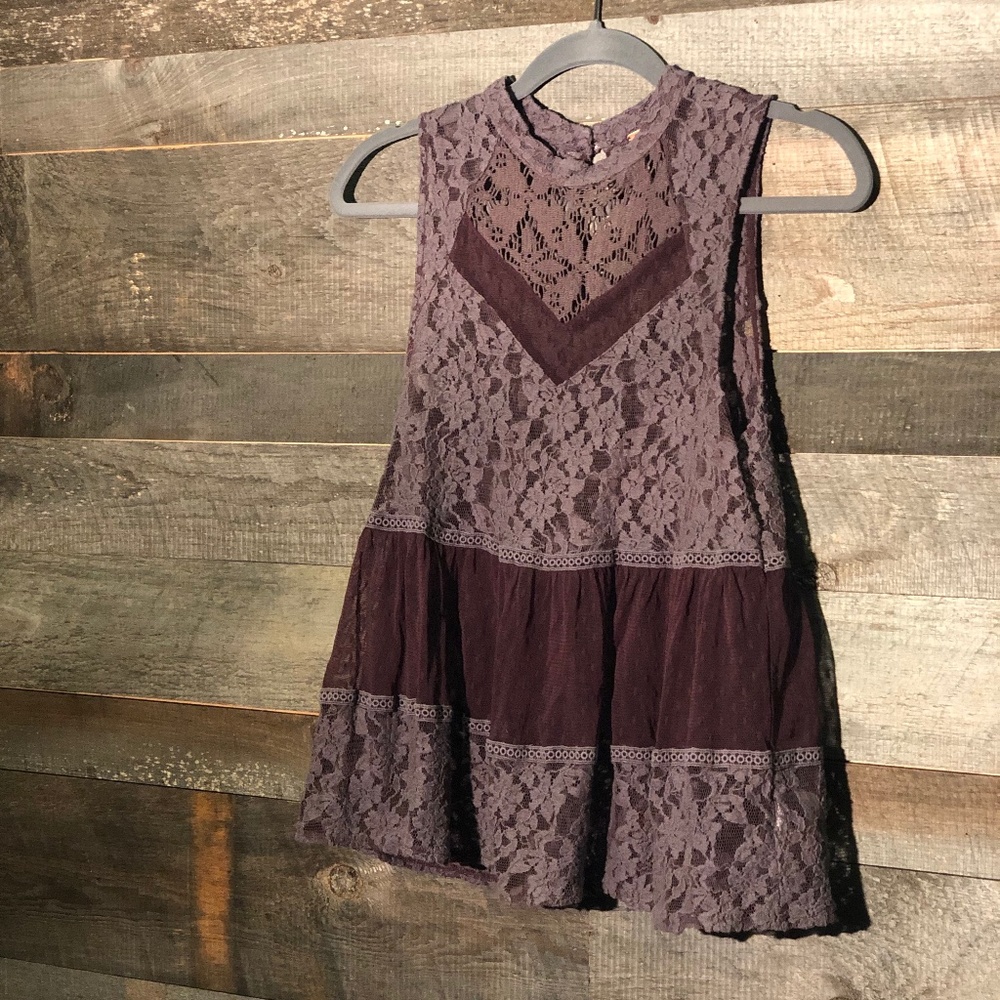FREE PEOPLE | Plum Lace Tank Medium